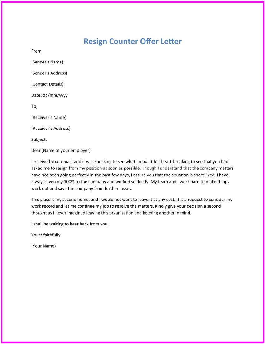 Free Counter Offer Letter Templates