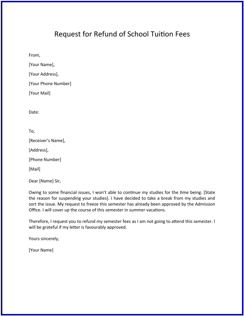 Free Request Letters for Refund with Templates Intended For Bank Charges Refund Letter Template
